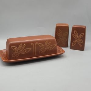 Pfaltzgraff Caravan Covered Butter Dish Shakers